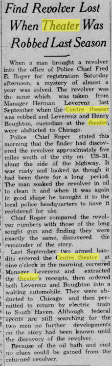 Centre Theater - Aug 19 1935 Gun Found (newer photo)